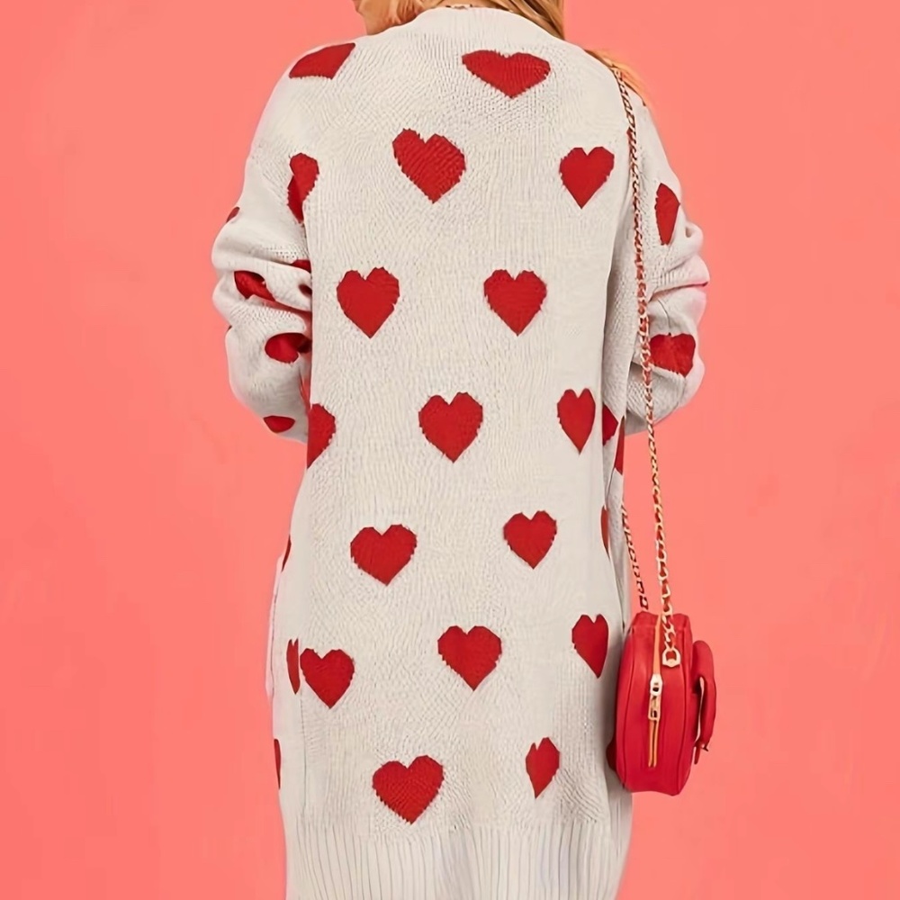 Long cardigan with hearts